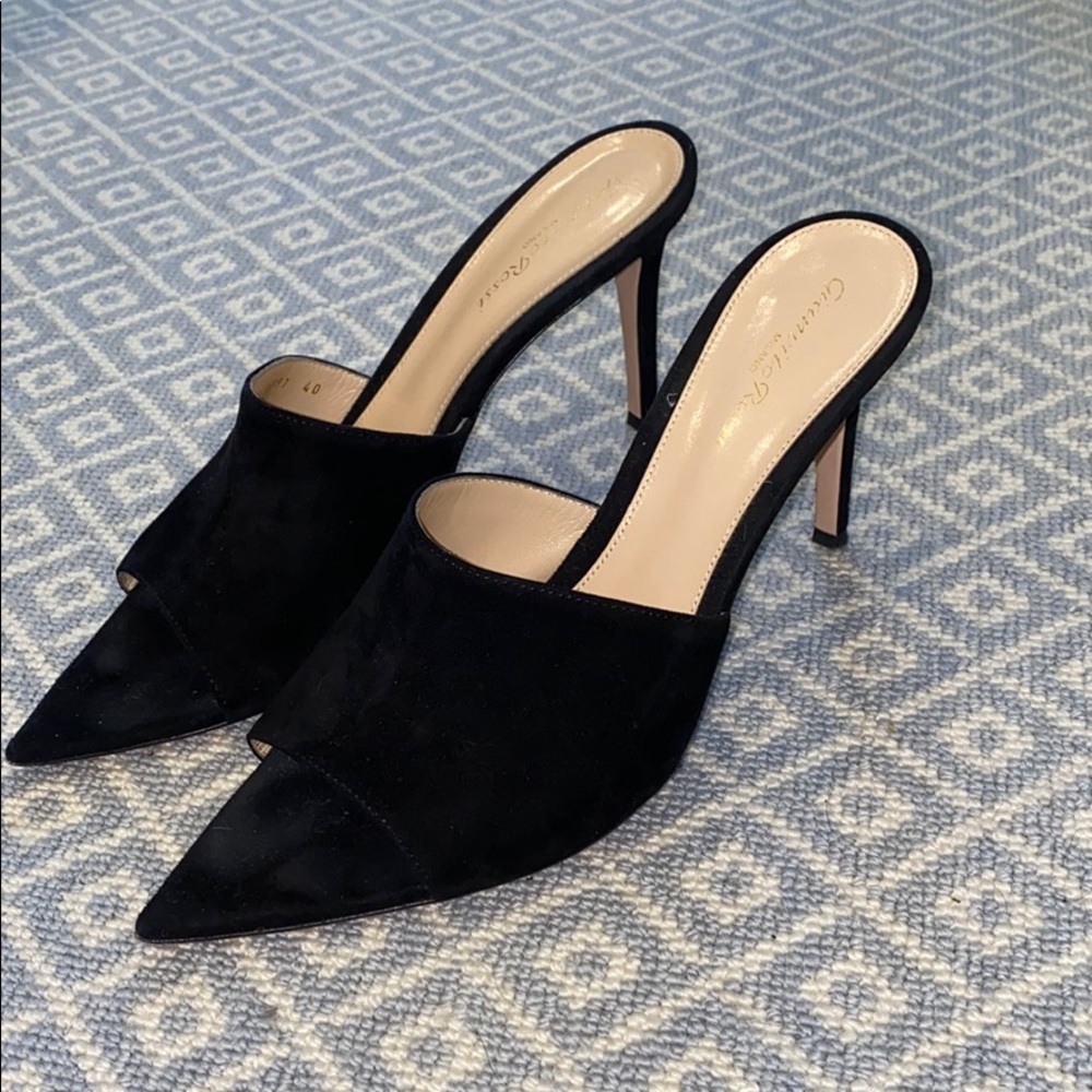 Gianvito Rossi Black Suede Pointed Toe Mules - Picture 8 of 8